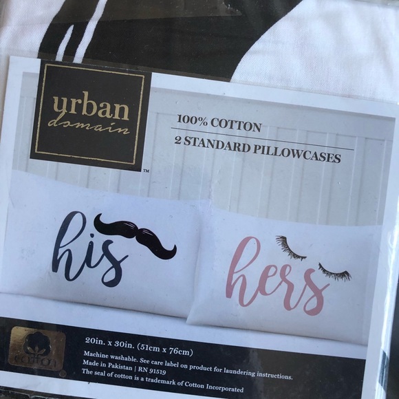 NEW His & Hers Standard Pillow Case Set - Picture 2 of 2